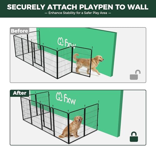 Image of FXW Rollick Dog Playpen with Fence-to-Wall Anchors, 40 inch H, 8 Panels