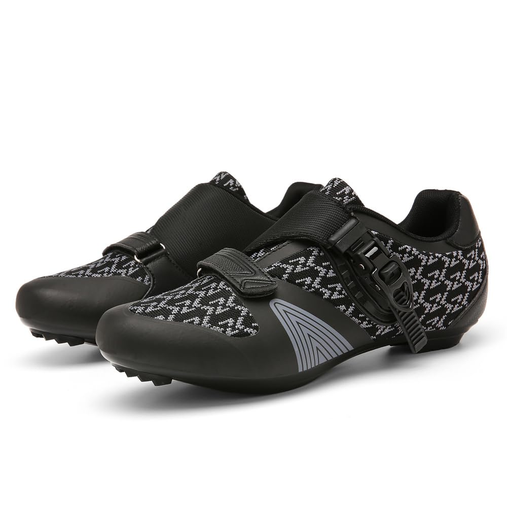 Hixingo Chaussures de Cyclisme pour Hommes et Femmes, Unisexe Chaussures de Vélo Route Respirantes Semelle Dure Chaussures VTT en Plein Air, Compatibles avec Look SPD