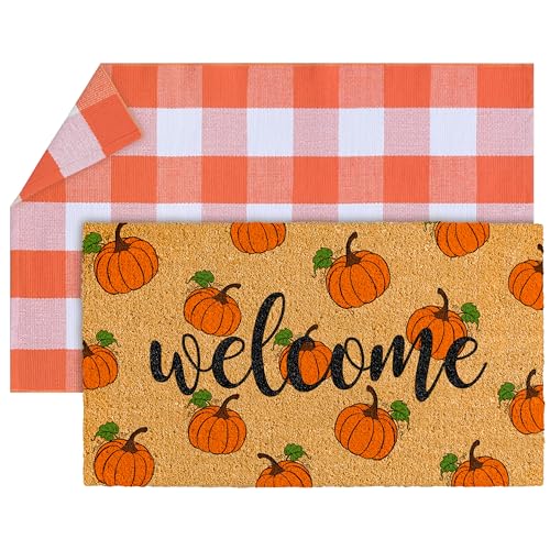 2 Pcs Fall Door Mat Combo Set - 17 x
