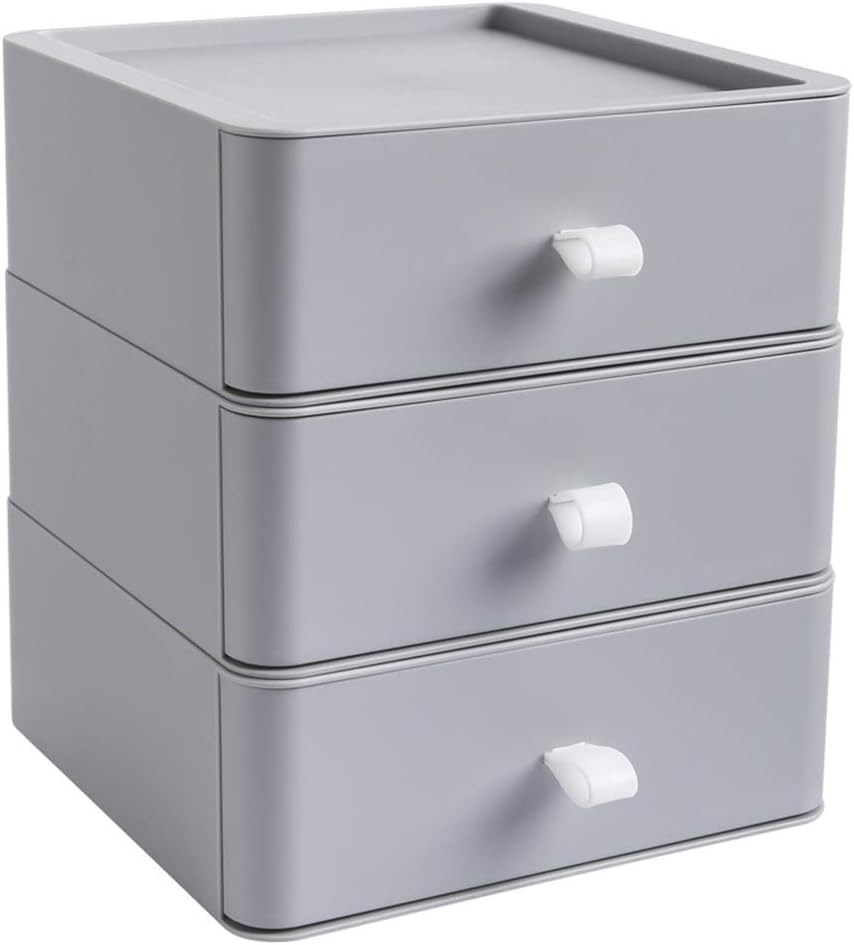 Cabilock Multi-Layer Storage Box 3 Drawer Mini Desktop Unit Makeup Drawers Organization Makeup Organizer Drawer Three- Layer Drawer Desktop Organizer Office Plastic Makeup Box Make up