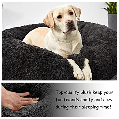 Washable Dog Round Bed Large Dogs, Donut Dog Bed Medium Dog, Comfy Dog Calming Cuddler Bed #TOP4