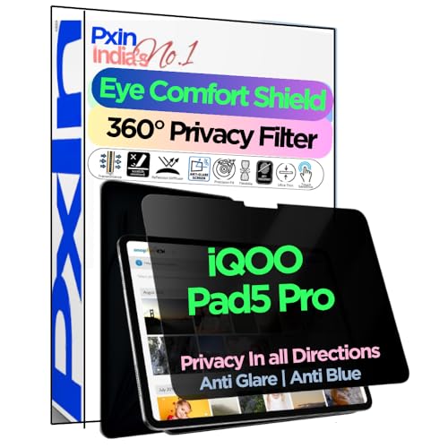 Image of PxIn Tablet Privacy Screen Guard compatible with iQOO Pad5 Pro | No.1 | Anti Glare | Anti Blue Light | Anti UV | 4 Way Privacy Filter | 360 Privacy | Eye Protect