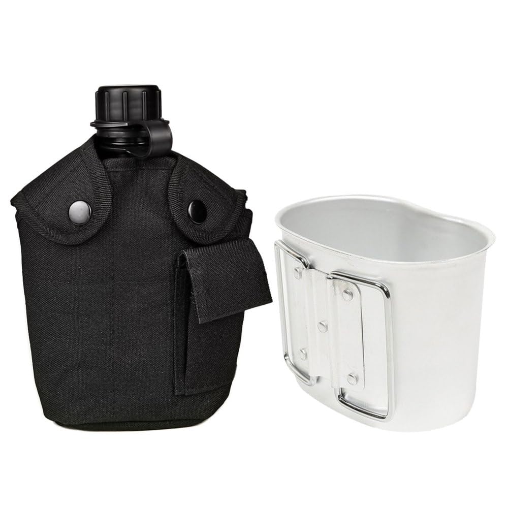 Tazza da Campeggio, Set di borracce in Alluminio, bollitore for Acqua Portatile da 4 Litri, Kit Borraccia Militare