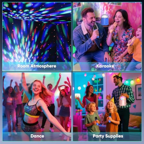 Image of Karaoke Machine for Kids, Birthday Gifts for Boys Ages 4 5 6 7 8 9 10, Microphone Toys for 3-12+ Year Old Kid, Portable Bluetooth Speaker and 2 Wireless Microphones with Disco Lights for Family Party