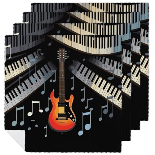 Servilletas de tela estampado piano guitarra 4 unidades miniatura 1