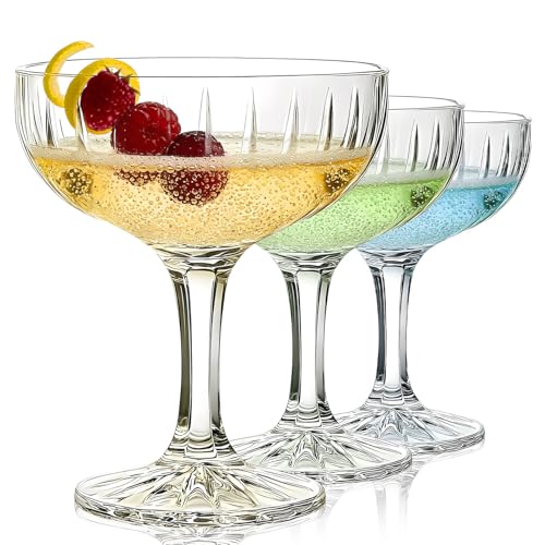 MYKAGS Set of 3 Super Margarita Daiquiri Manhattan Martini Glasses Drinking Set Cocktail Classic Martini Glasses 229ml Ideal for Home Bar Parties and Entertaining