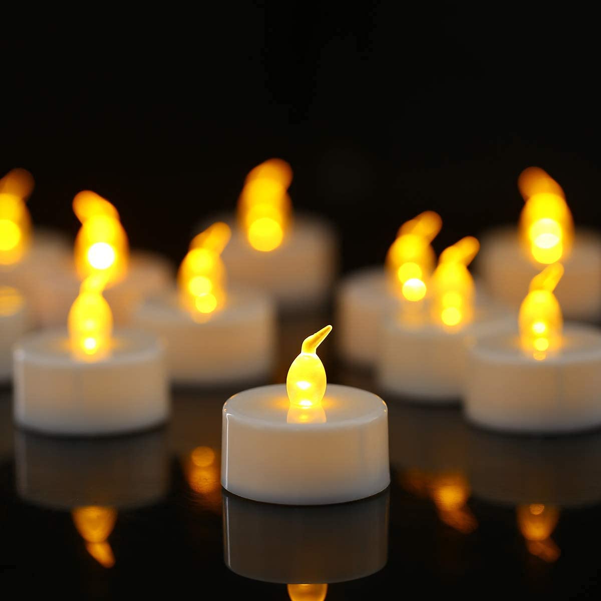 True Decor 12PC Acrylic Flameless & Smokeless LED Candles for Home Decoration||LED Tealight Candles for Christmas & Diwali Pack of 12 (Yellow)