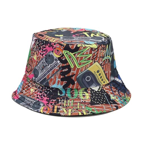 Image of Quanhaigou Bucket Hats Unisex Summer Travel Beach Fisherman Cap for Men Women Teens (Graffiti Colourful)