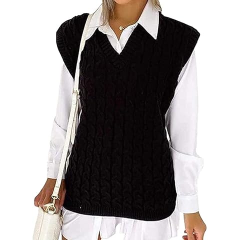 BESTITALIANUK Ladies Sleeveless Cable Knit Vest Cover