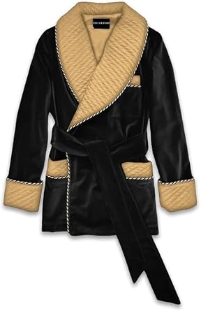 Mens Velvet Smoking Jacket Quilted Robes Coat