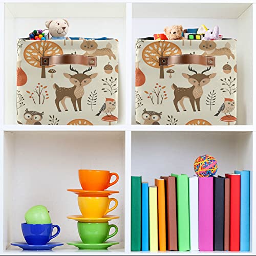 Orezi Rectangular Storage Bins With Handles,Collapsible Autumn Forest Jungle Animal Fox Deer Rabbit Laundry Hamper Storage Box For Toy Bins,Gift Baskets Bedroom,Clothes #TOP5