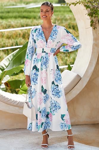 Image of Maxigerui Women's Long Sleeve Floral Maxi Dress 2026 Spring Summer Wedding Guest Dress