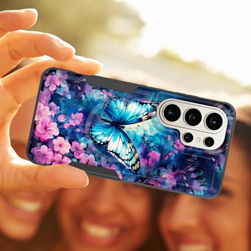 ZQLPLZR Magnetic for Galaxy S26 Ultra Case,[Compatible with MagSafe] [Military Grade Drop Protection] Heavy Duty Shockproof Phone Case for Samsung Galaxy S26 Ultra 6.9",Butterfly Flowers - image 4