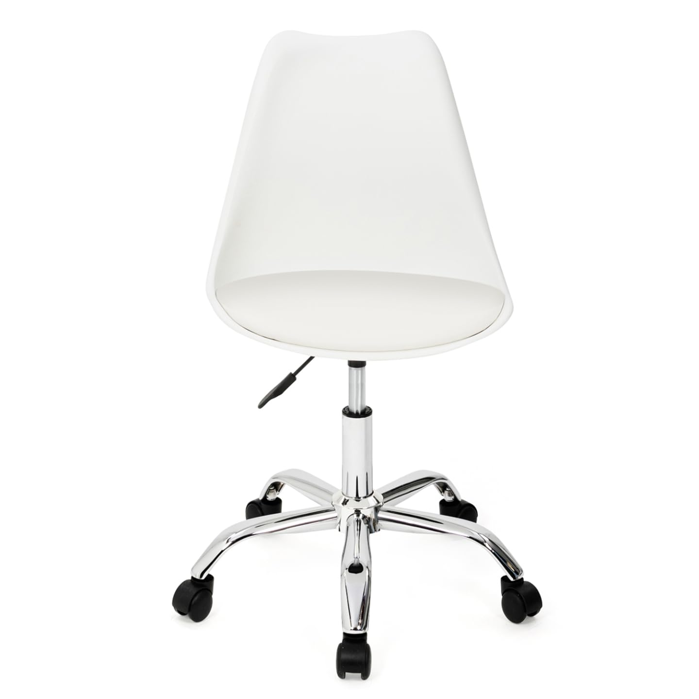 IDMarket - Chaise de Bureau scandinave SARA Blanche à roulettes