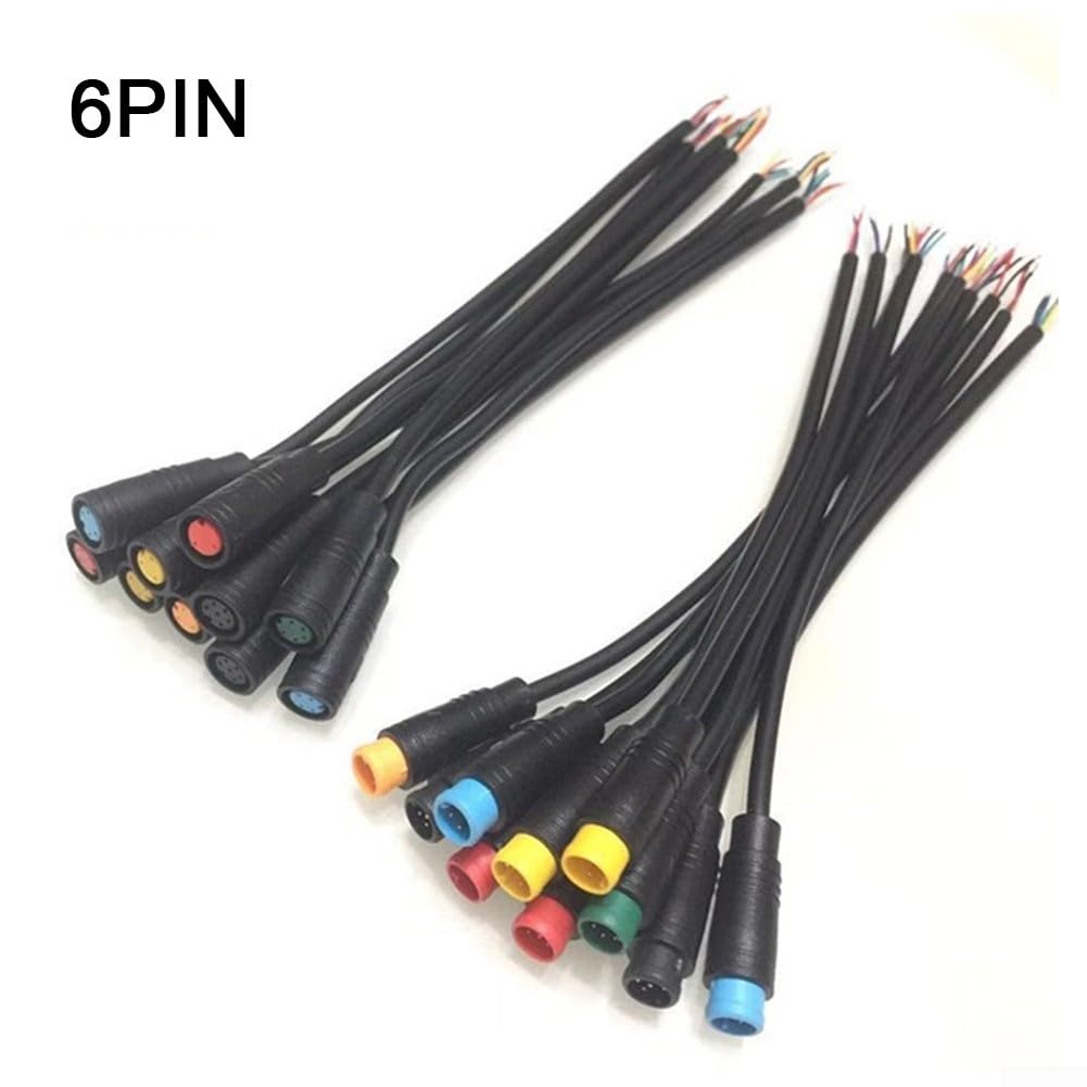 5Pair M8 6 Pin DC Bike Connettori Impermeabile Maschio Femmina 15cm Lunghezza Cavo Compatibile con Circuiti Elettrici