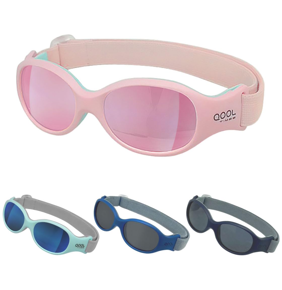 Living out your qool time! Baby Sunglasses with Strap BPA-free UV400 Protection for Infant Boys Girls Age 0-24 months