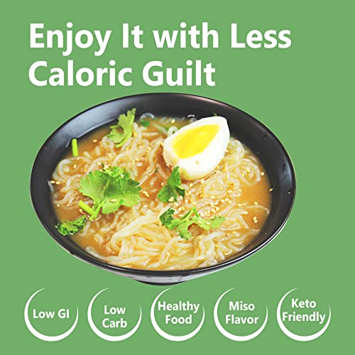 Image of Hethstia Shirataki Ramen Noodles, Low Carb Soup, 6 Pack Miso Flavor Instant Pasta(61.38oz,1740g), Only 15 Kcal