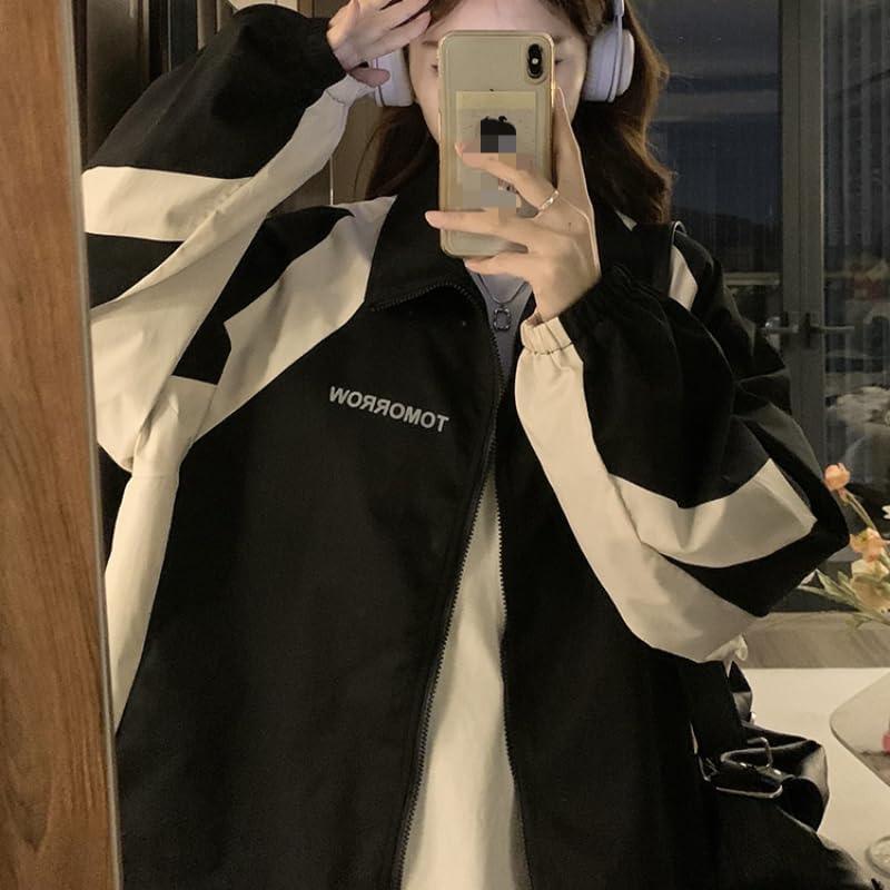 Y2k Windbreaker Jacket Women Acubi Fashion Y2k Jacket Vintage Racing Jacket Oversized Harajuku 90s Outfit2