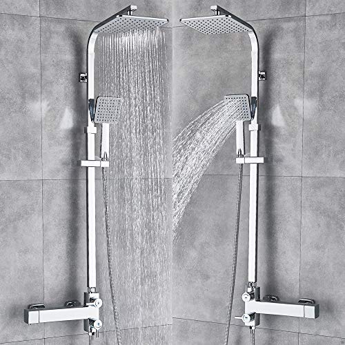 Robinet thermostatique de salle de bain chromé et colonne douche - 6