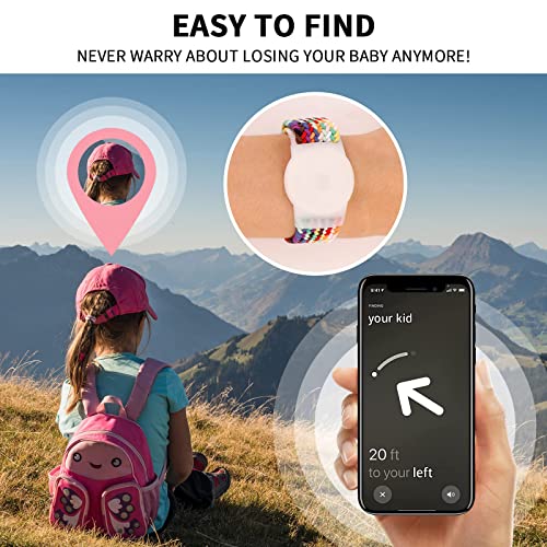 Pacote de 2 pulseiras infantis para AirTag, pulseira trançada de nylon com suporte GPS para Apple Ai
