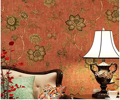 Wonderful Flower Pattern Wallpaper Murals are Suitable for Home Wall Decoration, Hotel Wall Decoration, 20.8in32.8ft Equals 57 Square feet, Living Room, Bedroom, Kitchen Wallpaper. (Brownish red)