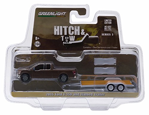 2015 FORD F-150 & FLATBED TRAILER Hitch & Tow Series 5 2015 Greenlight Collectibles Truck & Trailer Limited Edition 1:64 Scale Die-Cast Vehicle Set ... by Greenlight