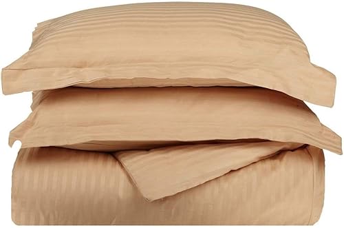 LaxLinen Juego de funda de edredón de 3 piezas (1 funda de edredón con 2 fundas de almohada) 100% algodón de calidad suave, con cierre de