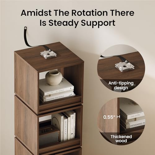 Image of ModernMate 4-Tier Rotating Bookshelf Tower, 360 Spinning Bookcase