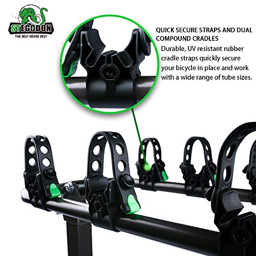 STEGODON 4 Bike Hitch Rack 2'' Hitch Receiver Heavy Duty Bicycle Carrier Racks Hitch Mount Double Foldable Rack for Cars, Trucks, SUV,Hatchback RV,Tow Hitch and Minivans