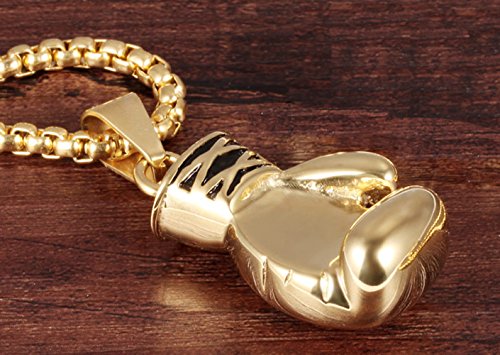 Hamoery Men Women Punk Stainless Steel Boxing Glove Chain Pendant Necklace3