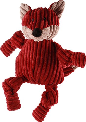HuggleHounds Knottie Plush Dog Toy - Dog Stuffed Animal Toy, Puppy Toys, Squeaky Dog Toy for Small, Medium & Large Dogs, Durable Plush to Keep Them Busy - Sly Fox, Large