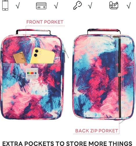 Image of JAKAGO 274 Slots Colored Pencil Case Large Capacity Pen Holder for Artist Painter Zipper Organizer Bag for Marker Highlighter Storage Case for Office Sketch Travel Supplies(Fireworks)