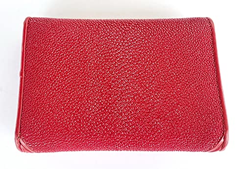 Julie Genuine Real Stingray Skin One Eye Leather Trifold Clutch Red Wallet Purse3