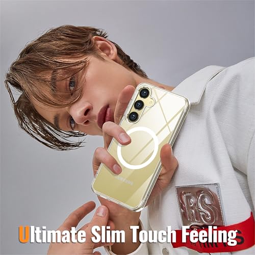 Image of Oterkin Magnetic for Samsung Galaxy S25 Case Clear [Compatible with MagSafe][Anti-Yellowing][Built-in 4 Airbags][Military Grade Protection][Transparent Shockproof Slim] S25 Phone Case (Clear)