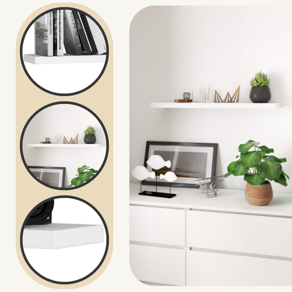 AKORD Estante PS4 Blanco 80 cm, Color Blanco Mate, 1 Estante 80x20x3,2 cm