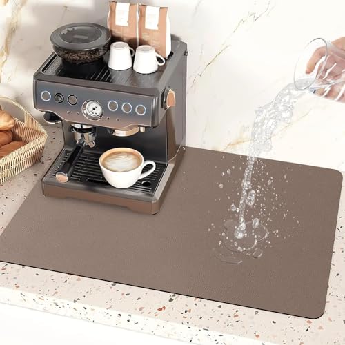 Cocina Estera Absorbente de Agua, 40x50cm Bayeta Escurreplatos Antideslizante, Alfombrilla Escurreplatos Café Alfombrilla, para Secar Platos, Encimera de Cocina y Máquina de Café, Fregadero y Baño