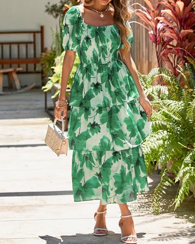 Image of BTFBM Womens Floral Smocked Summer Maxi Dresses