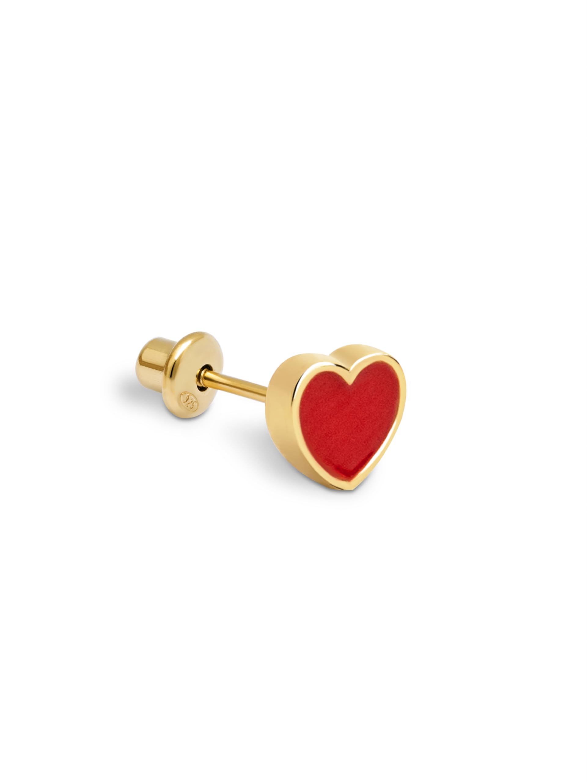SINGULARU - Einzelner Ohrring Heart Red Enamel. Sterlingsilber mit 18 kt Goldbeschichtung. Schmuck für Damen.