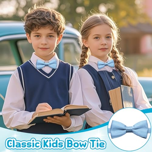 Solid Color Bow Ties for Boys Girls, Adjustable Pre-tied Kids Bowtie for School Wedding Party Concert Church2