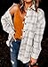 PRETTYGARDEN Women's 2022 Fall Clothes Plaid Shacket Jacket Long Sleeve Button Down Flannel Shirts Fashion Blouse(Plaid Khaki,Medium)