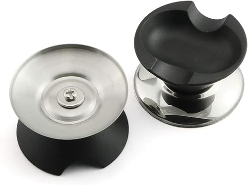 Juego de 2 manijas de tapa de repuesto universal para utensilios de cocina, olla, cacerola, tapa con tornillo M5, junta de goma y arandela de acero