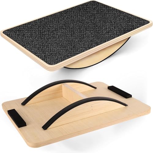 Tabla Equilibrio, dellyy Tabla de Equilibrio Profesional de Madera, Balance Board, Almohadilla de Tambaleo de Fitness Para el Hogar y la Oficina