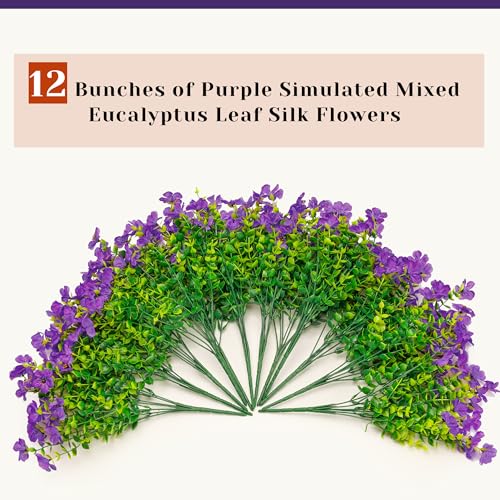 Der Rose 12 Bundles Artificial Flowers for Outdoors, UV Resistant Faux Outdoor Plants Purple Fake Outdoor Flowers for Porch Patio Garden Yard Exterieur Decor image 5