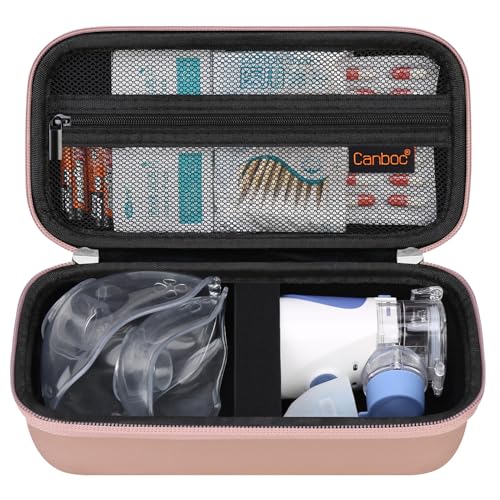 Image of Canboc Carrying Case for Portable Nebulizer for Adults and Kids, Asthma Inhaler Bag, Mesh Pocket fit Packets of Medication or Other Essentials, Rose Gold (Case Only)