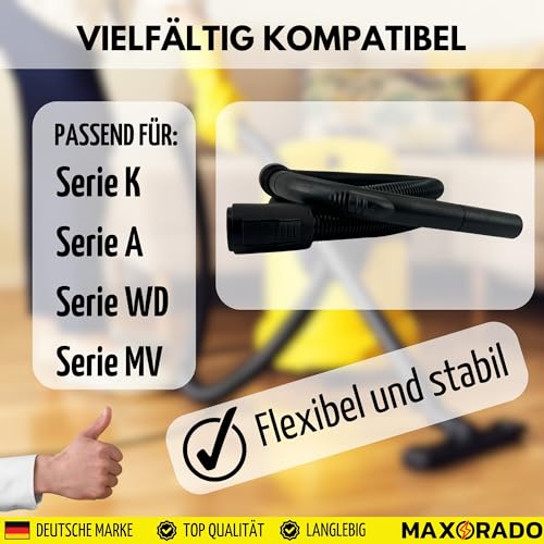 Maxorado 2,2m Staubsaugerschlauch + Handgriff für Kärcher 90121090 Nass- und Trockensauger 90121090 WD3200 WD3800 A2004 A2024 A2054 A2064 MV2 WD2 WD3 WD4 WD5 WD6 WD7 Staubsauger Schlauch