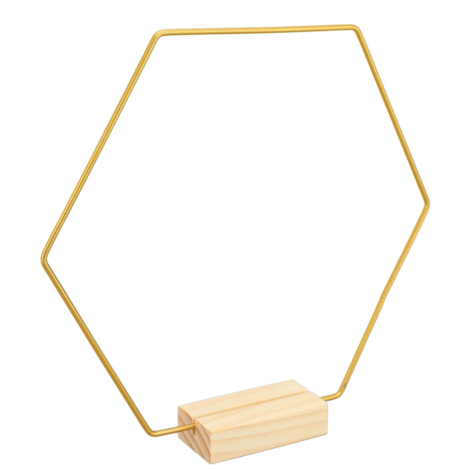 Yctze 15pcs Gold Hexagonal Floral Hoop Centress avec des Supports en Bois pour la Décoration de Mariage, l'artisanat de Bricolage et les Créations de Macrame