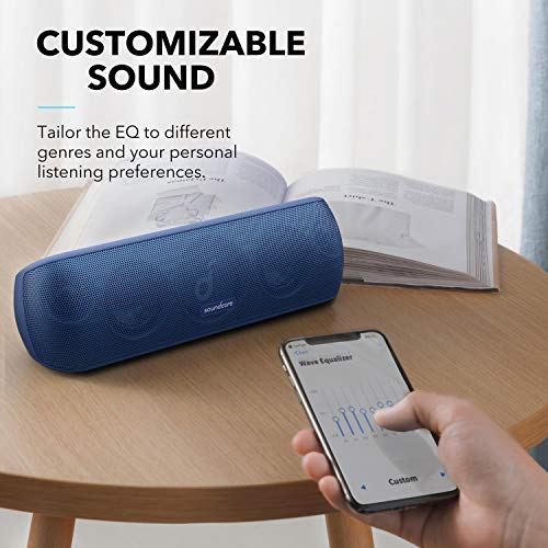 Image of soundcore Anker Motion+ Bluetooth Speaker with Hi-Res 30W Audio, Extended Bass and Treble, Wireless HiFi Portable Speaker with App, Customizable EQ, 12-Hour Playtime, IPX7 Waterproof, and USB-C, Blue