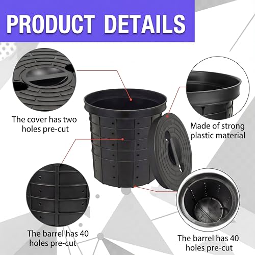 Image of 13 x 10.2 x 15 Inch Medium Perforated Sump Pump Basin and Lid Combo, Heavy-Duty Plastic Sump Pump Pit for Kitchen Sinks, Crawl Space, Sewage Pump Wells Residential Drainage Systems