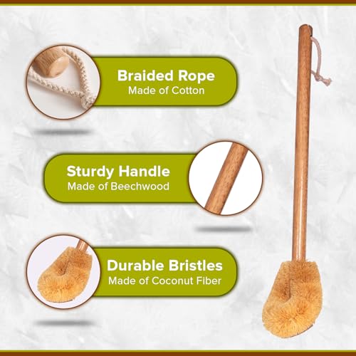 Squirrel Toilet Brush With Coconut Shell Holder Eco-Friendly Wooden Toilet Bowl Cleaning Brush - Effective Toilet Cleaning Brush With Hanging Hook - Durable And Natural Toilet Cleaner thumb #2