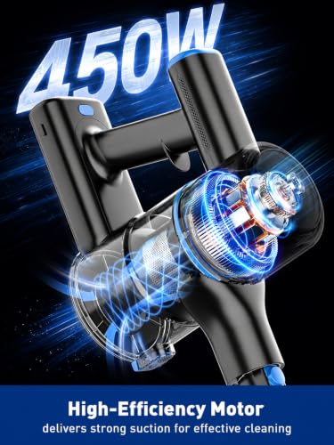 Image of VOKENE Cordless Vacuum Cleaner, 8 in 1 Powerful Suction Lightweight Vacuum Cleaner for Home, LED Display, 3 Suction Modes, 45Mins Detachable Battery Vacuum for Hard Floor Carpet Pet Hair (Blue)